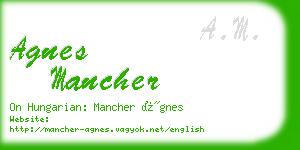 agnes mancher business card